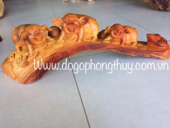 Tượng Heo Phong Thủy, gỗ hương Gia Lai nguyên khối
