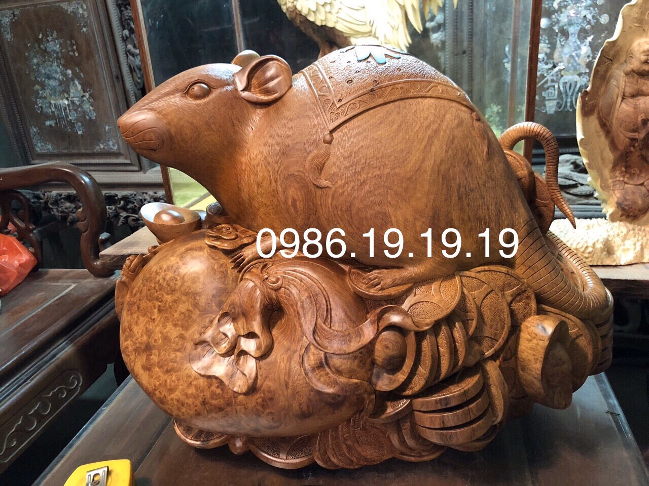 tượng chuột gỗ nu hương