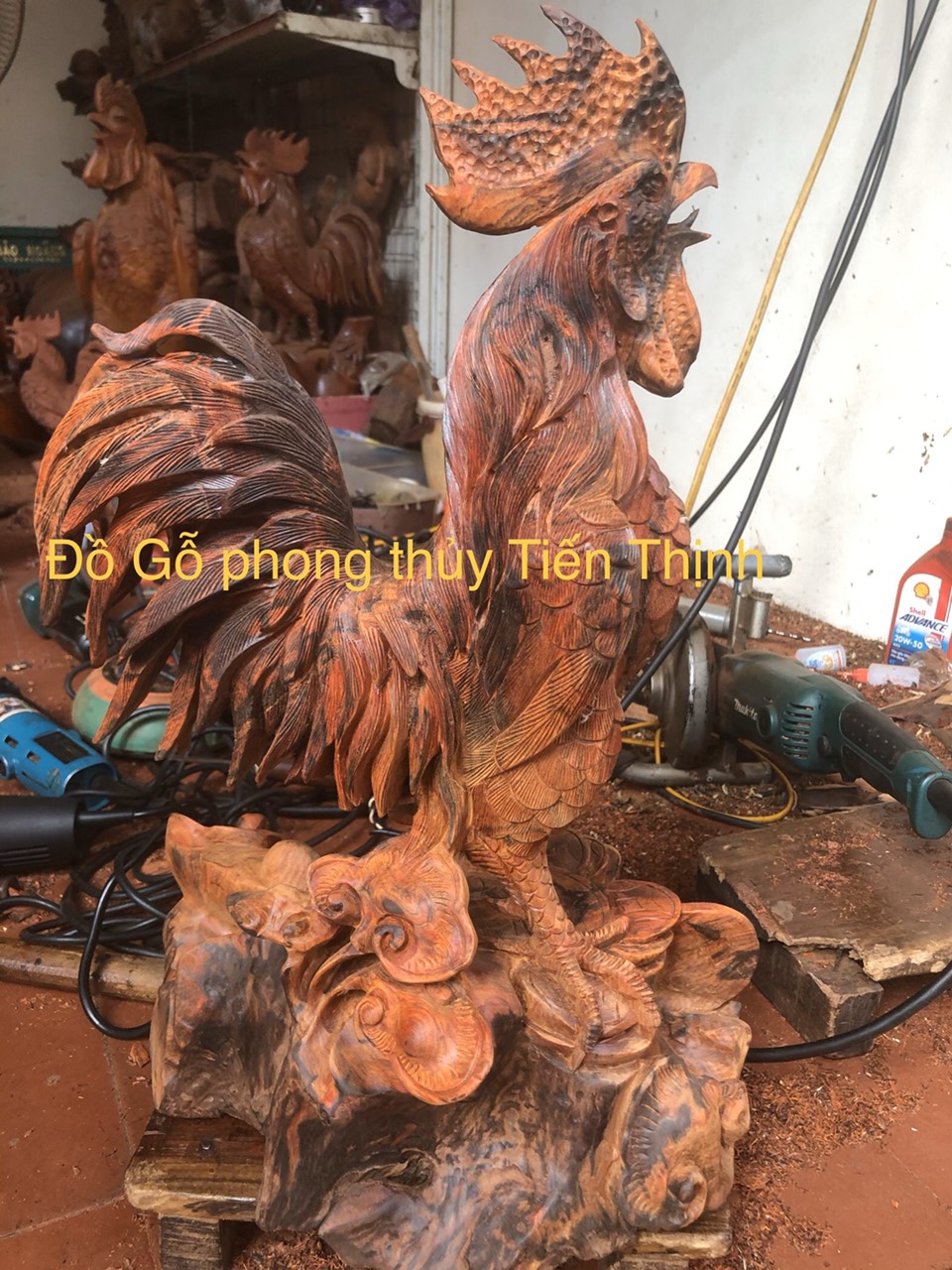 tượng gà trống gỗ trắc