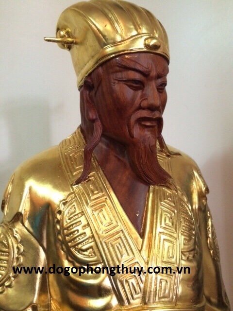 tượng Khổng Minh gỗ hương dát vàng